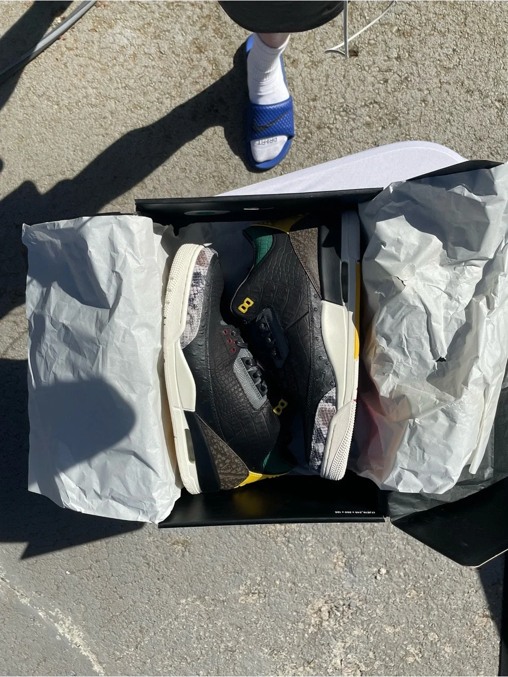 Jordan Men Sneakers Black with Green and Yellow Accents